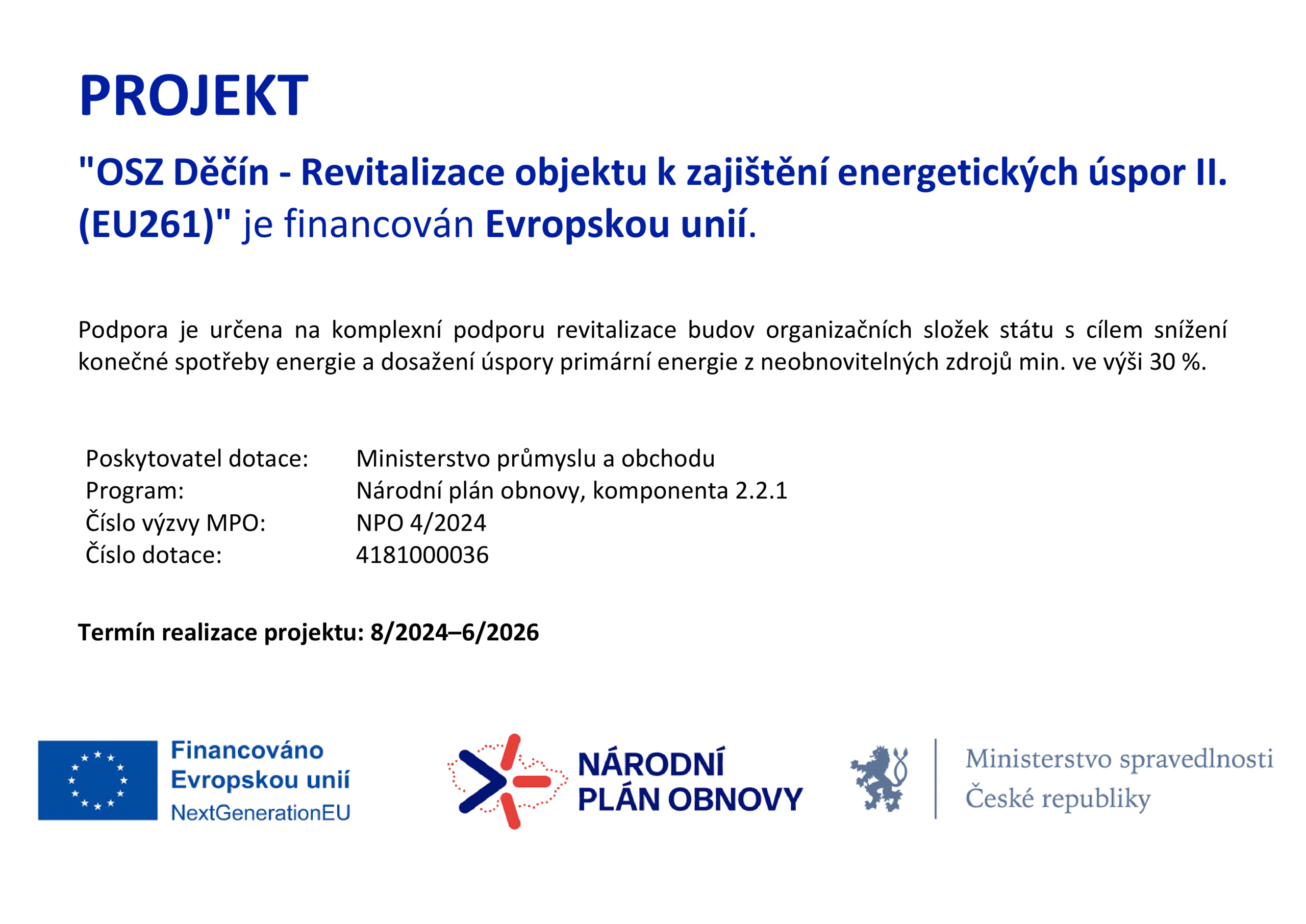 PROJEKT OSZ Děčín – Revitalizace objektu k zajištění energetických úspor